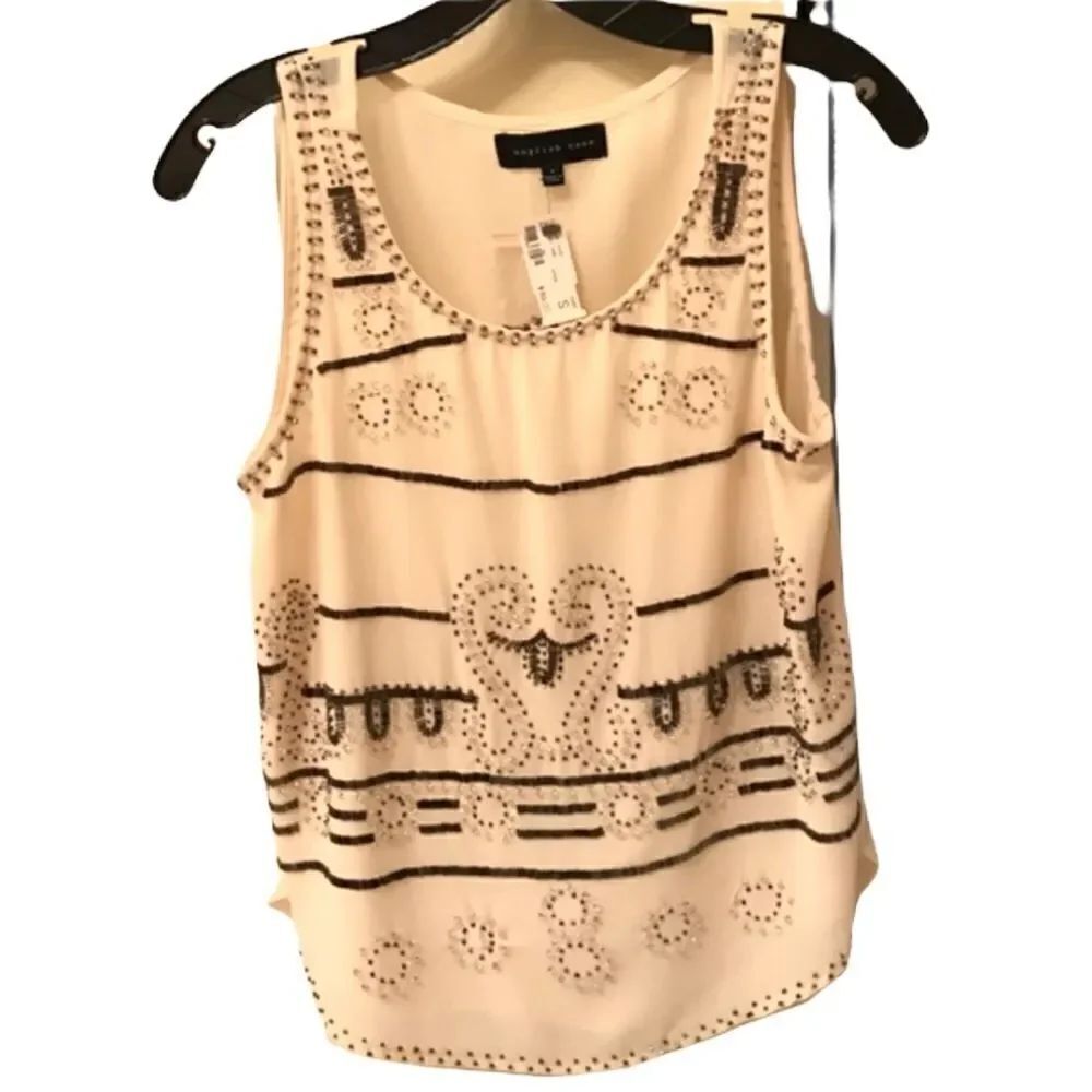 English Rose cream Beaded embellished tank top